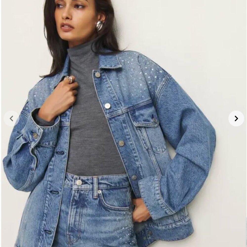 Reformation Brooks Oversized Denim Jacket with Studs